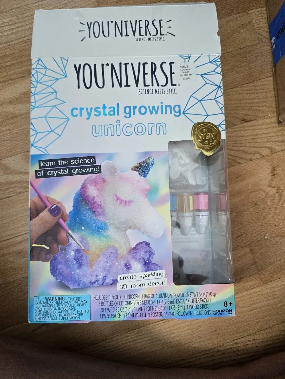 Crystal Growing Unicorn Kit - White with Rainbow Colors Nib